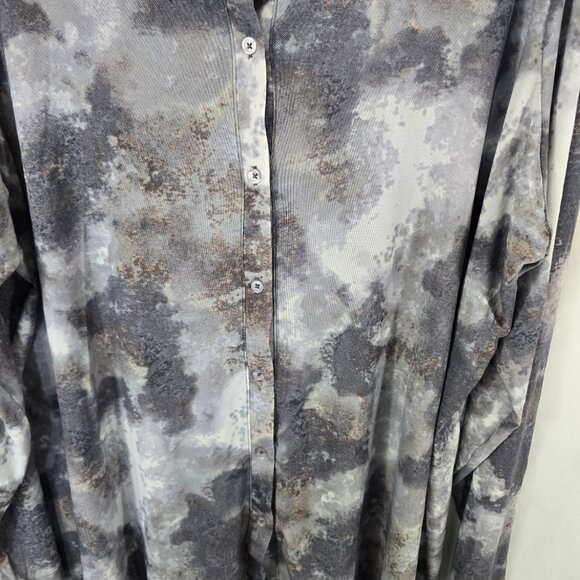 LOGO by Lori Goldstein Black and Gray Button Down Shirt - Picture 9 of 10